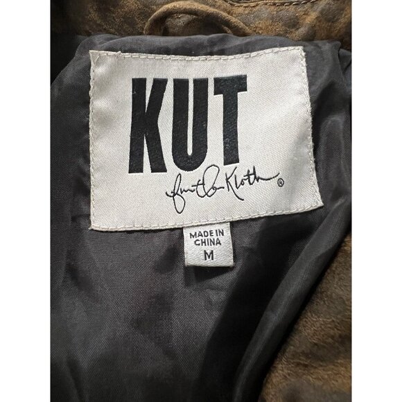 Kut From‎ The Kloth Women Faux Suede Size Medium Zip Jacket Leopard Print Preppy - Picture 3 of 16